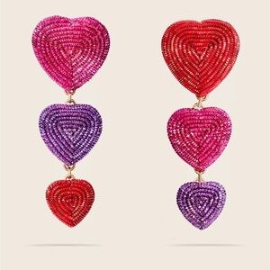 NWT MIGNONNE GAVIGAN Aphrodite Luxe Heart Drop Pink and Purple Earrings